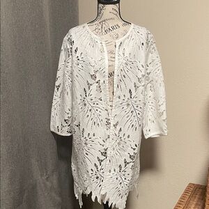 Dennis Basso Cream Lace Overlay